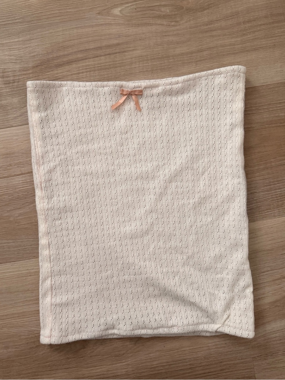 Handmade pointelle bow tube top